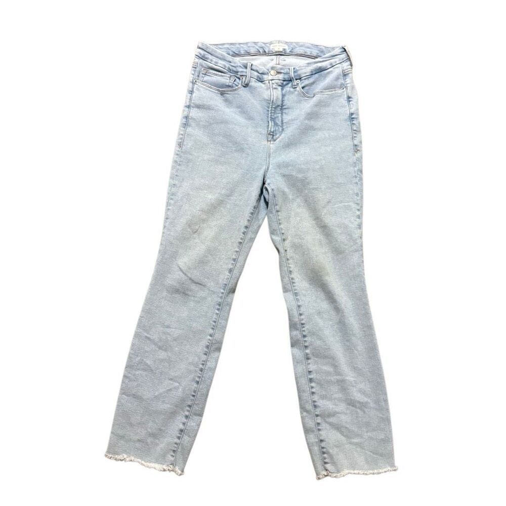 Good American blue light wash straight leg jeans size 15